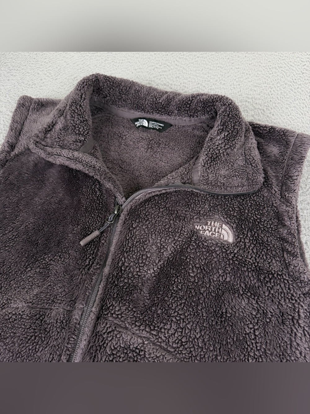The North Face Osito Vest Womens XXL Gray Purple Fleece Full Zip Jacket Outdoors
